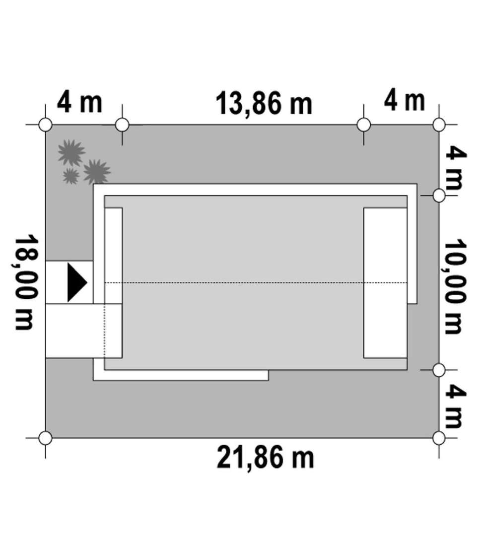 Plan amplasament Casă parter 85 mp utili, 2 dormitoare, 2 băi