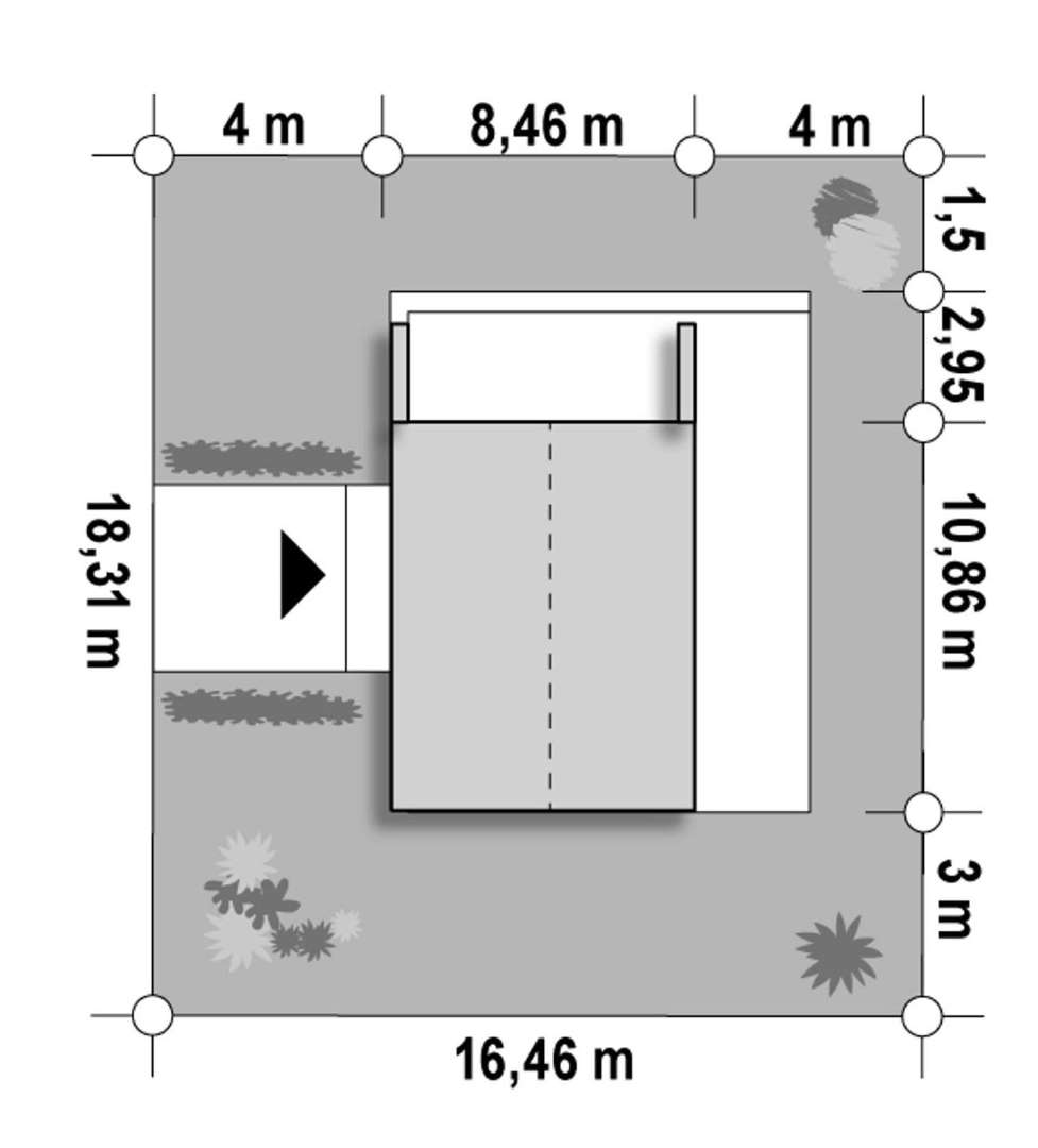 Plan amplasament Casă parter 60 mp utili, 2 dormitoare, o baie
