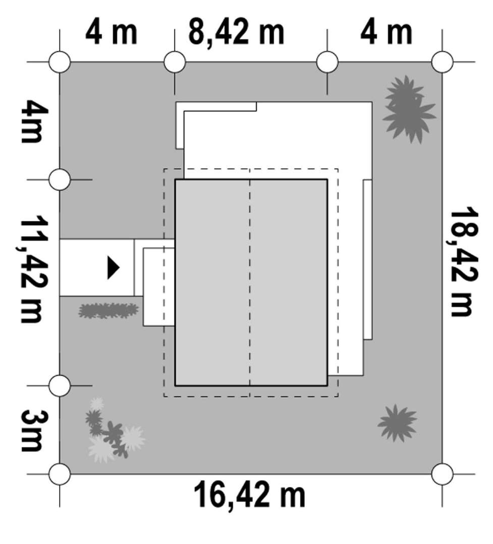 Plan amplasament Casă parter 103 mp utili, 2 dormitoare, o baie