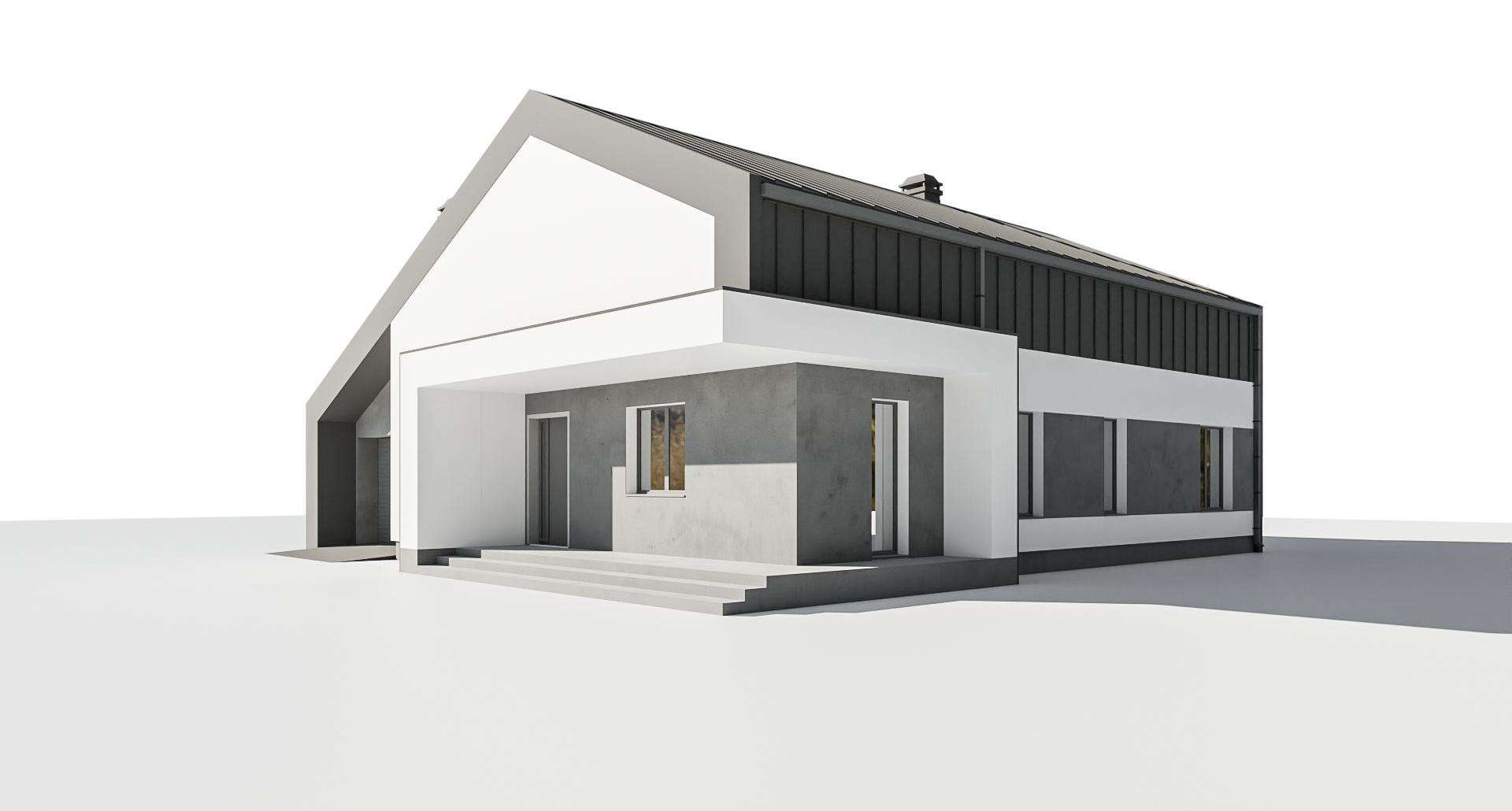 Fatada Casă parter 124 mp utili, 3 dormitoare, o baie