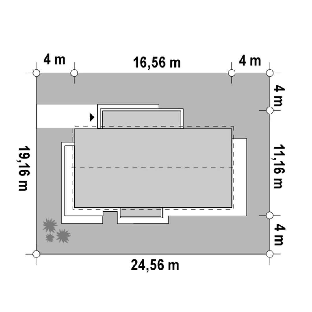 Plan amplasament Casă parter 115 mp utili, 3 dormitoare, 2 băi