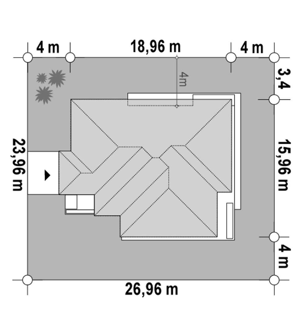 Plan amplasament Casă parter 141 mp utili, 3 dormitoare, 2 băi