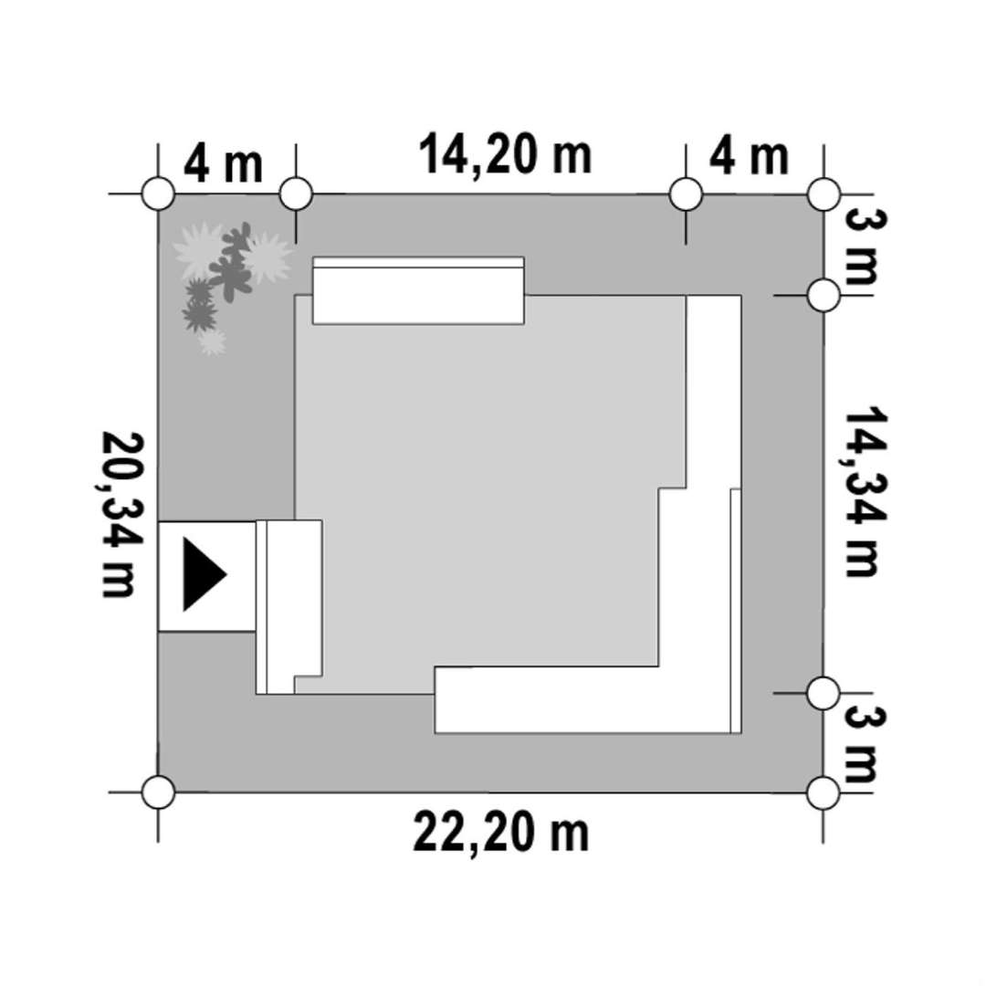 Plan amplasament Casă parter 135 mp utili, 3 dormitoare, 2 băi