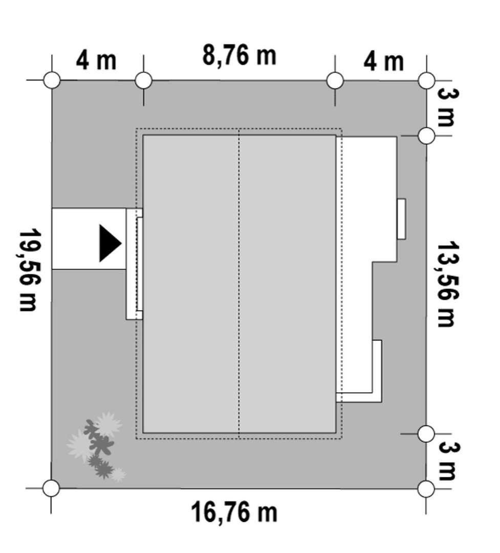 Plan amplasament Casă parter 89 mp utili, 2 dormitoare, o baie