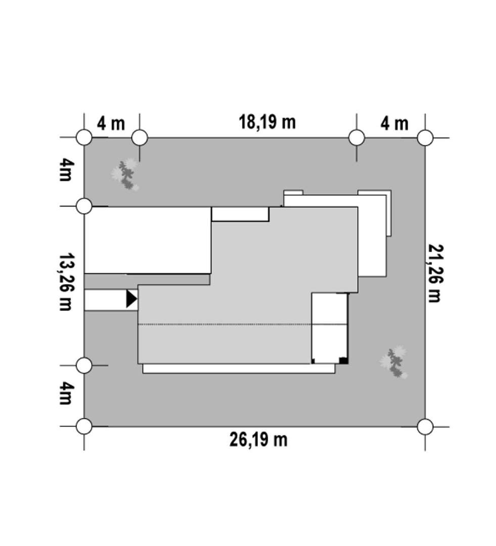 Plan amplasament Casă parter 180 mp utili, 3 dormitoare, 4 băi