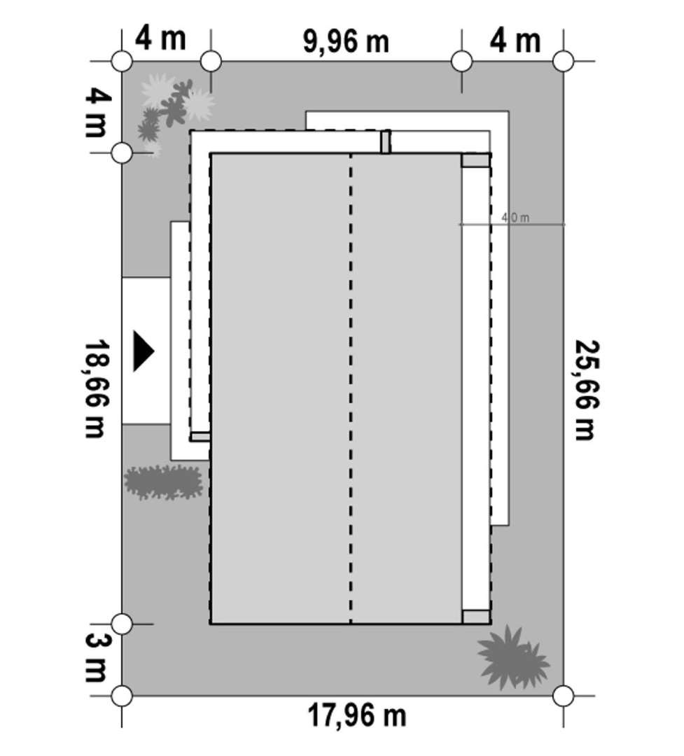 Plan amplasament Casă parter 142 mp utili, 2 dormitoare, 2 băi