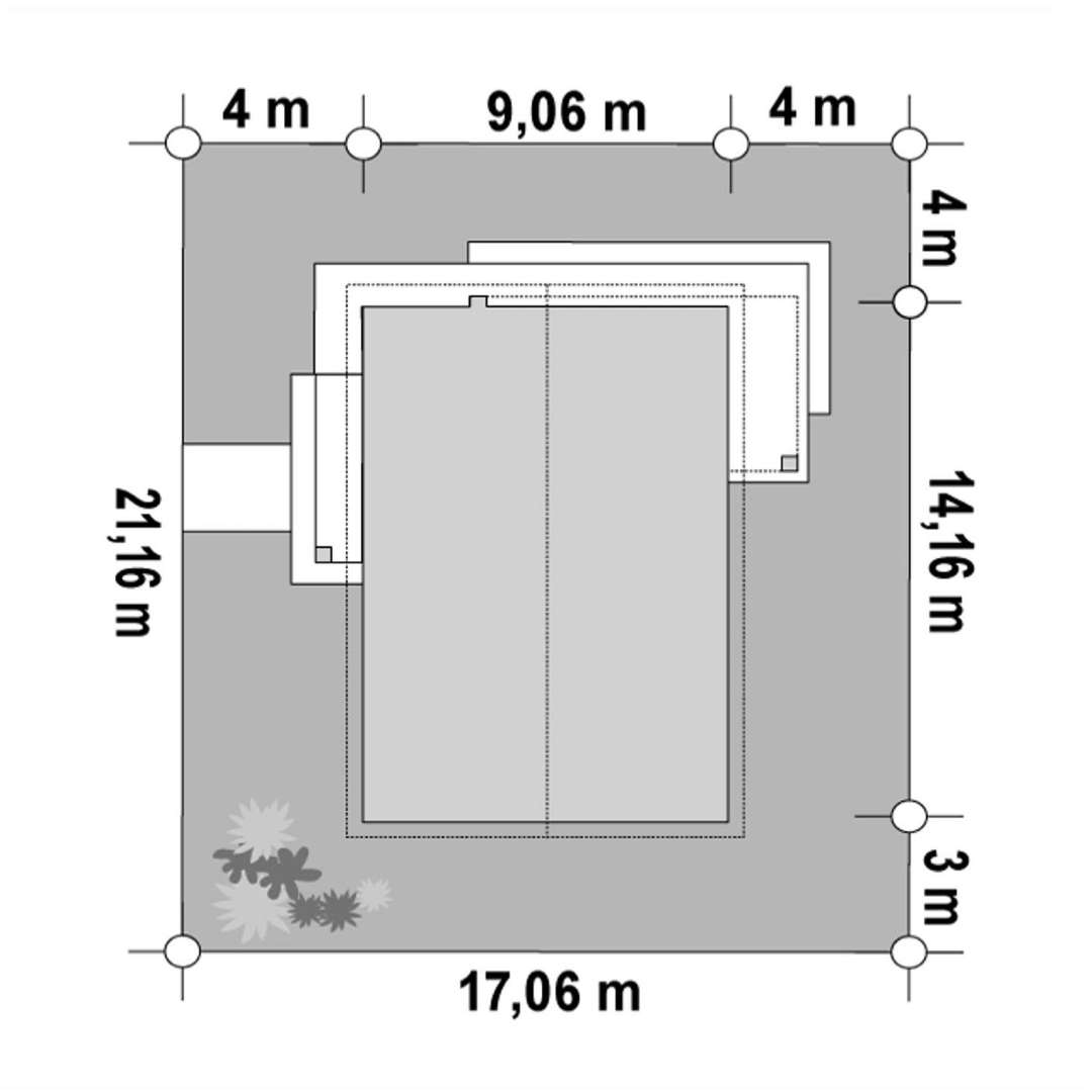 Plan amplasament Casă parter 98 mp utili, 4 dormitoare, o baie
