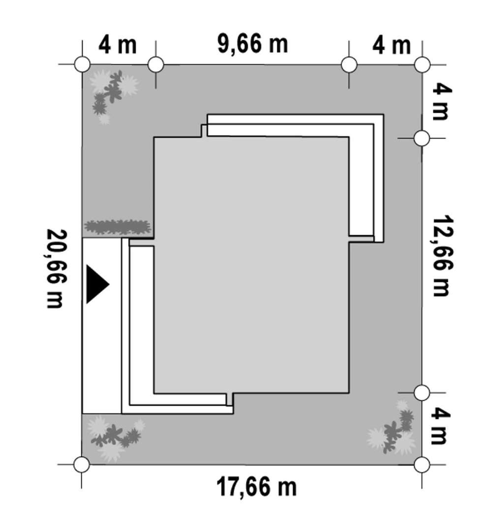 Plan amplasament Casă parter 92 mp utili, 3 dormitoare, 2 băi