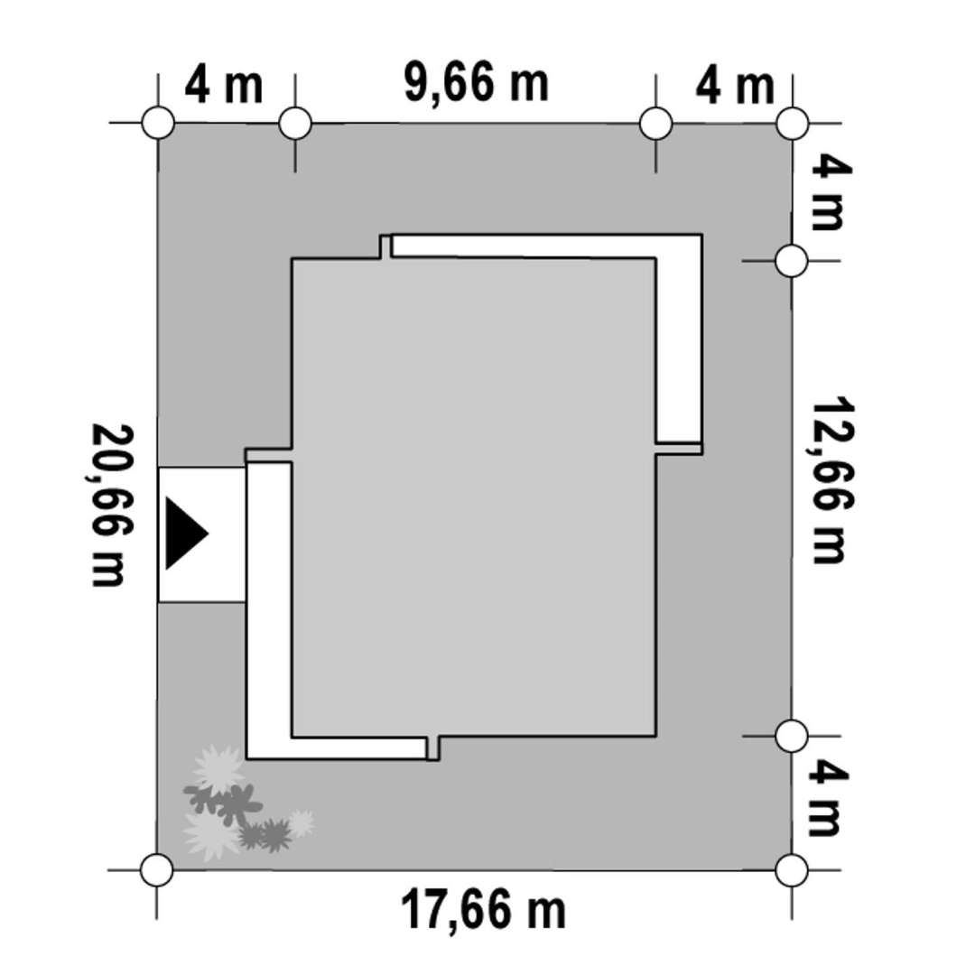 Plan amplasament Casă parter 92 mp utili, 3 dormitoare, 2 băi