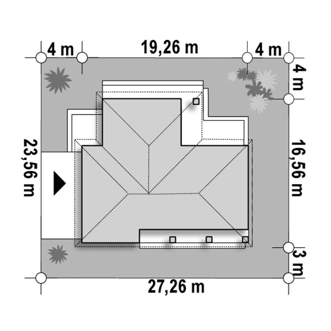 Plan amplasament Casă parter 143 mp utili, 3 dormitoare, 2 băi