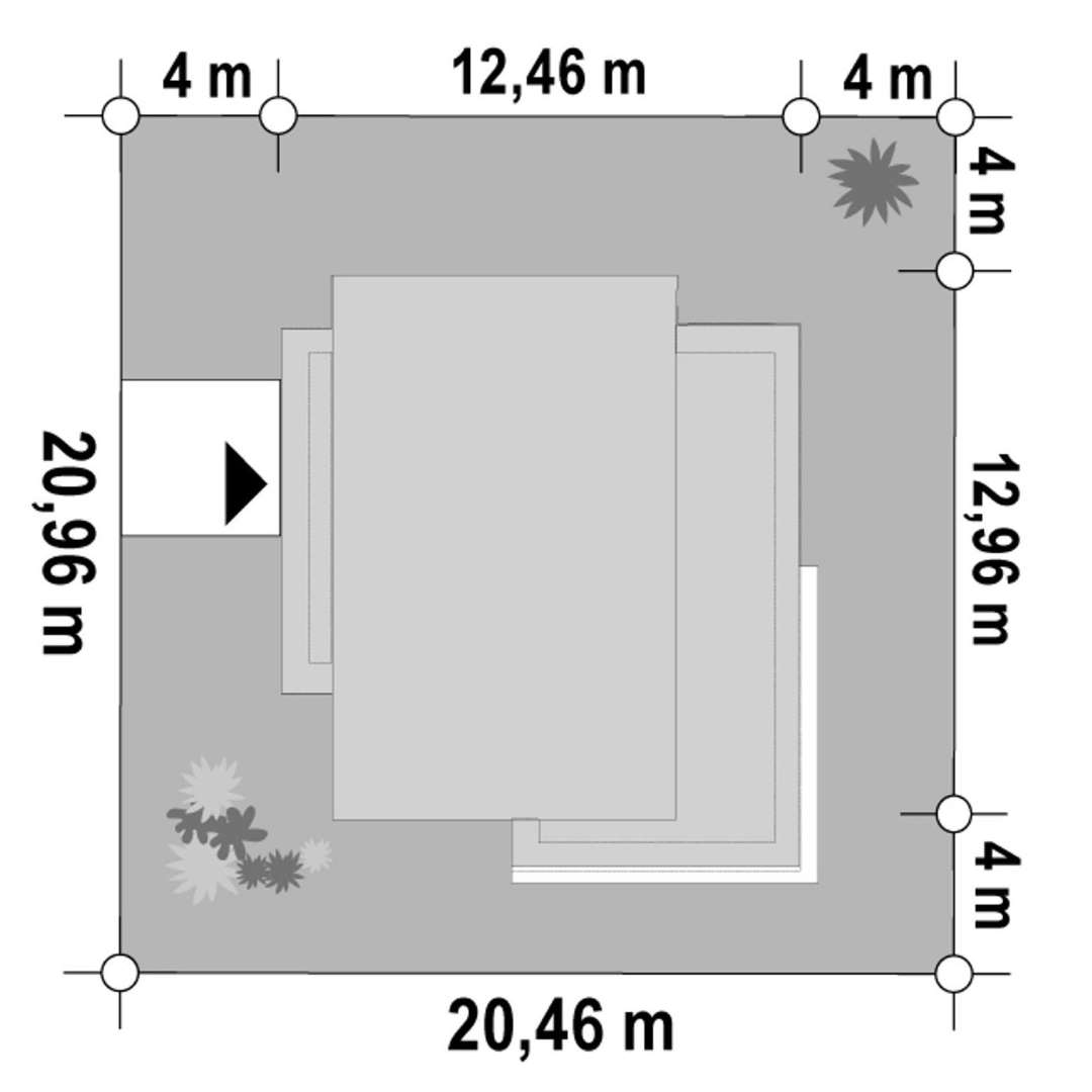 Plan amplasament Casă parter 93 mp utili, 2 dormitoare, o baie