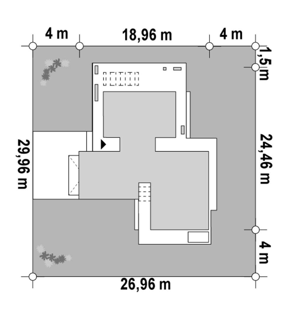 Plan amplasament Casă parter 153 mp utili, 3 dormitoare, 2 băi