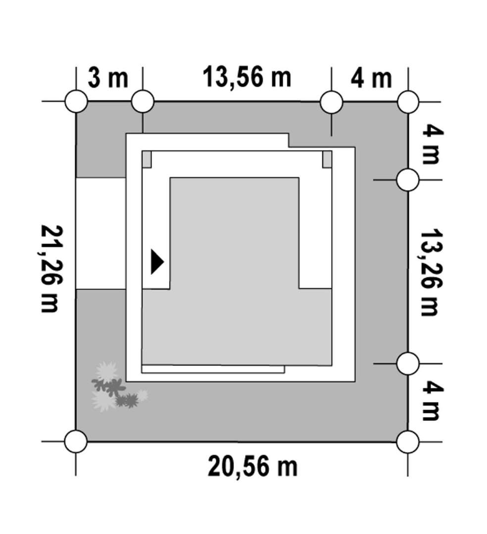 Plan amplasament Casă parter 110 mp utili, 3 dormitoare, 2 băi