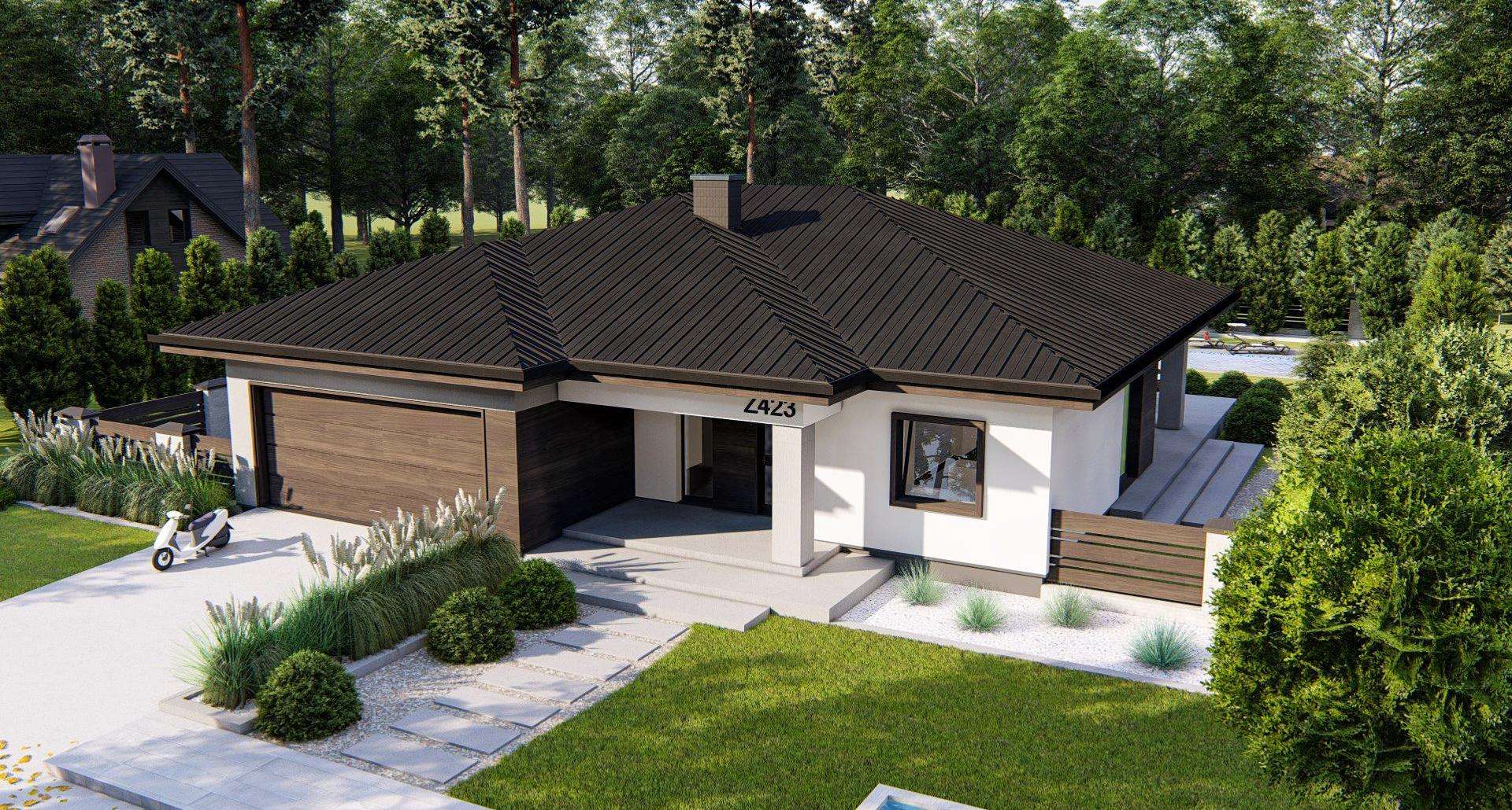 Fatada Casă parter 139 mp utili, 3 dormitoare, 2 băi