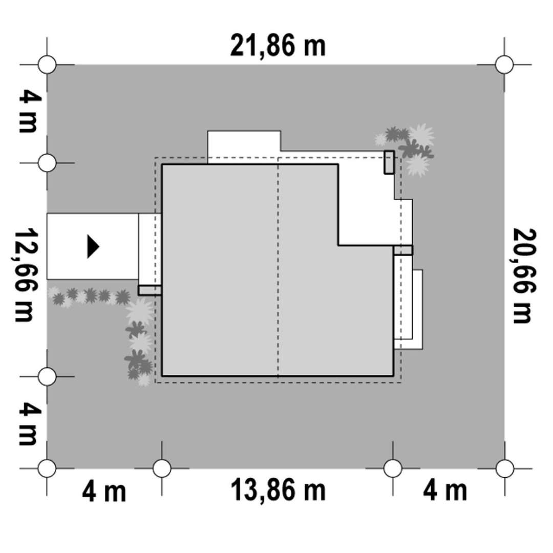 Plan amplasament Casă parter 123 mp utili, 4 dormitoare, 2 băi