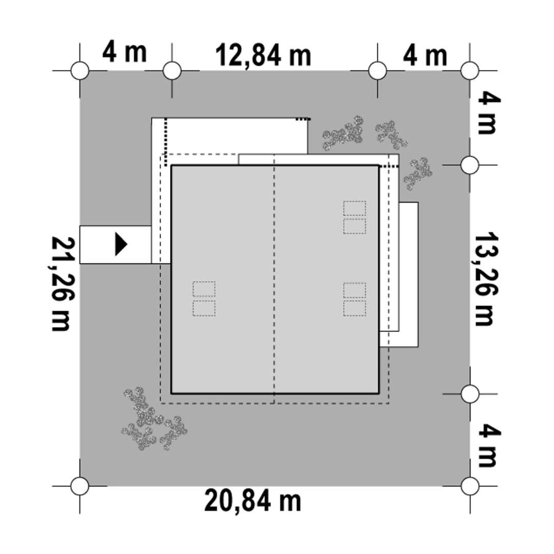 Plan amplasament Casă parter 110 mp utili, 3 dormitoare, 2 băi