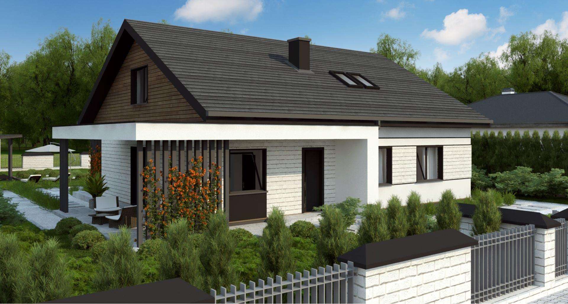 Fatada Casă parter 110 mp utili, 3 dormitoare, 2 băi