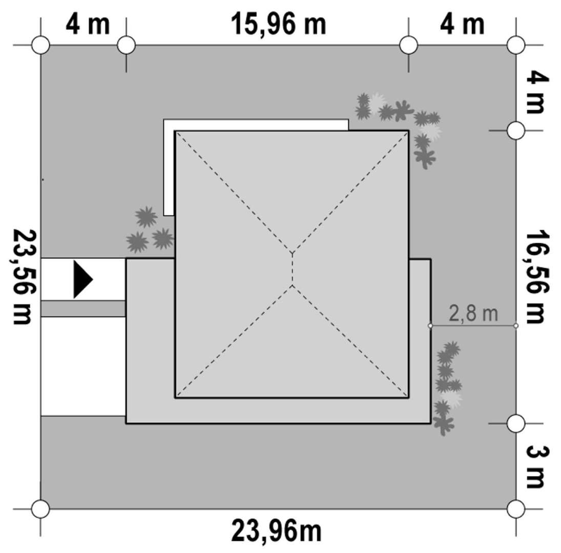 Plan amplasament Casă parter 137 mp utili, 4 dormitoare, 2 băi