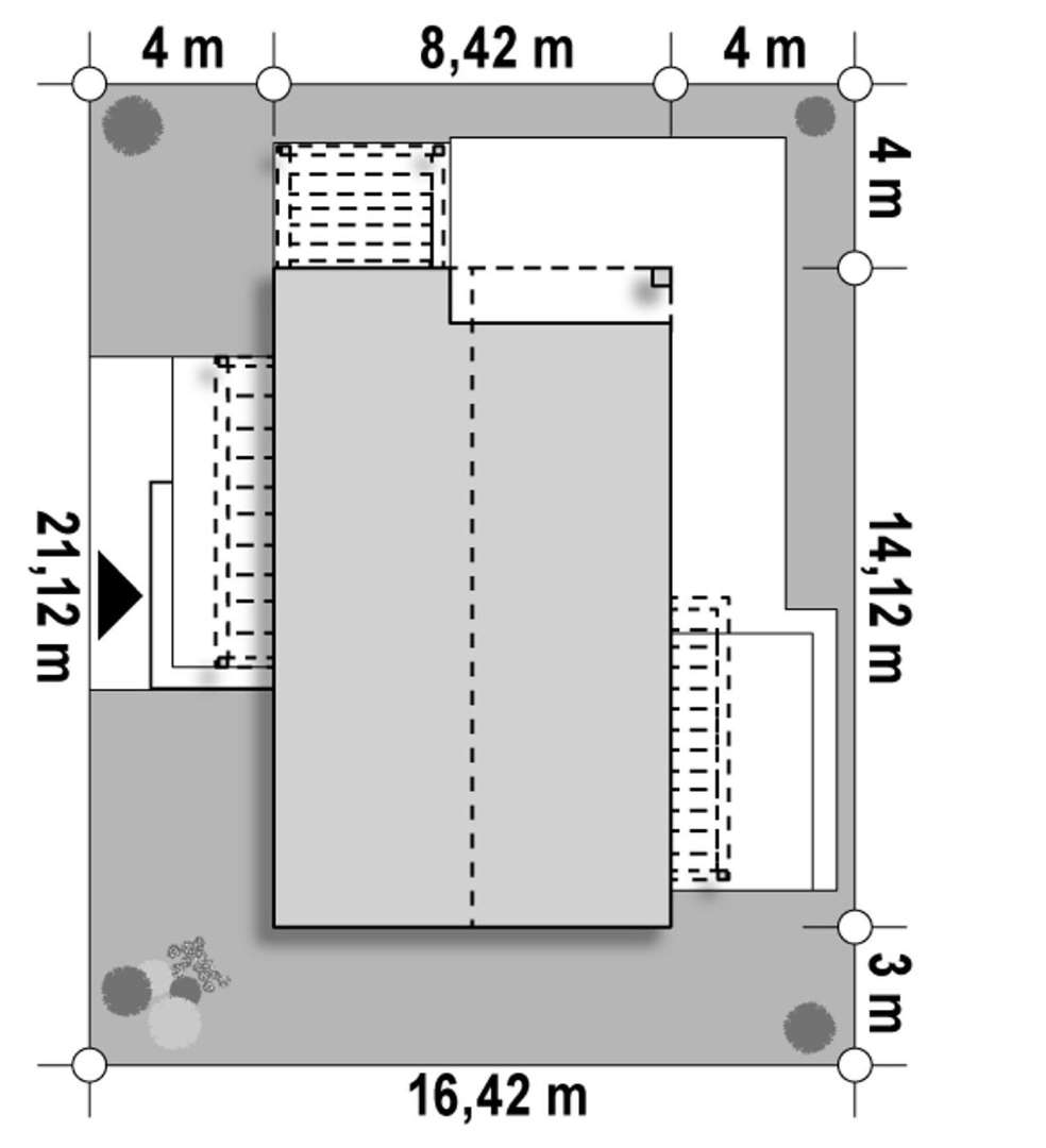 Plan amplasament Casă parter 91 mp utili, 3 dormitoare, o baie