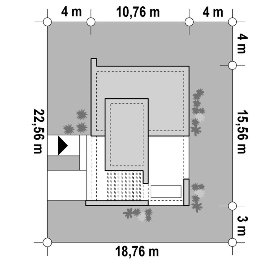 Plan amplasament Casă parter 78 mp utili, 2 dormitoare, o baie