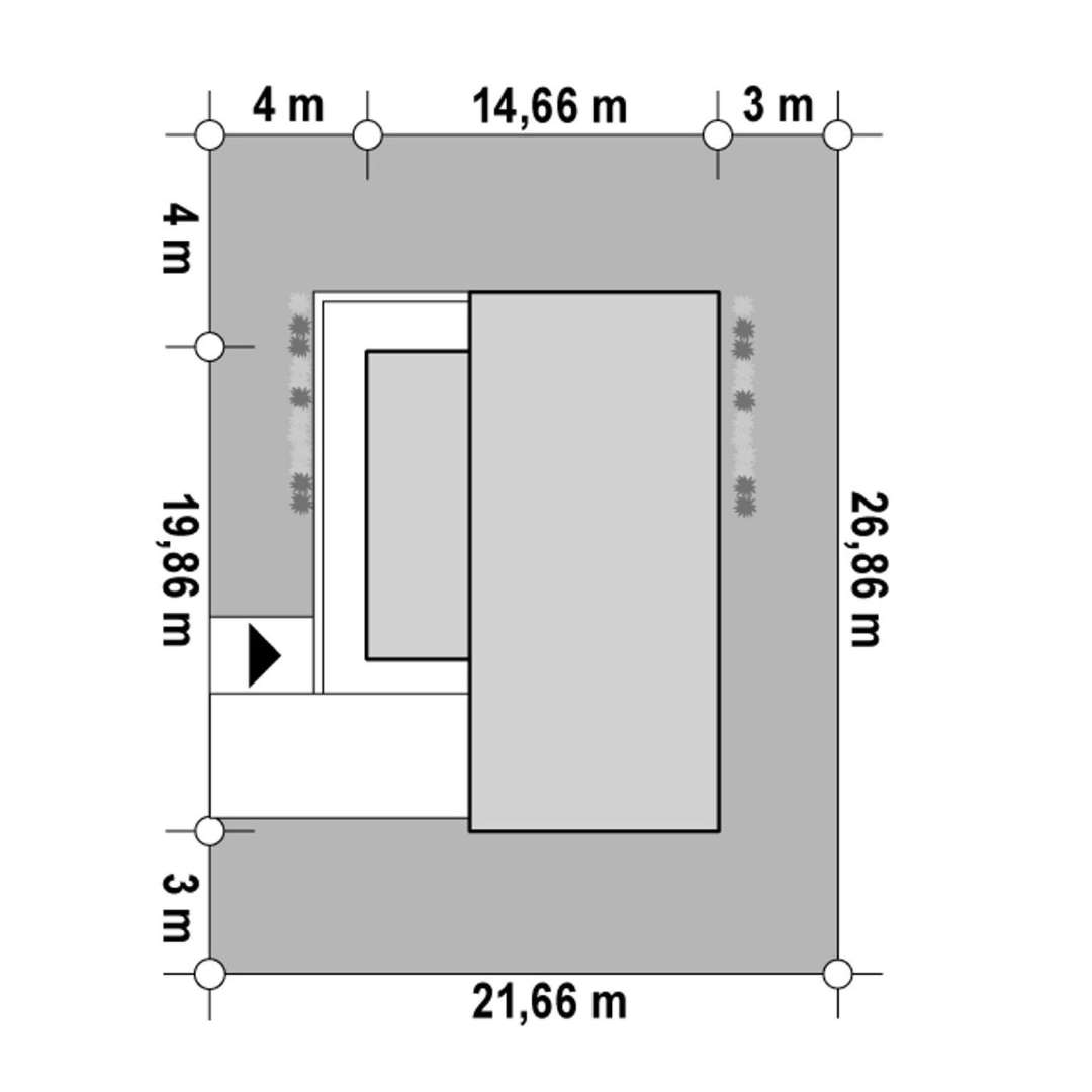Plan amplasament Casă parter 131 mp utili, 3 dormitoare, 2 băi