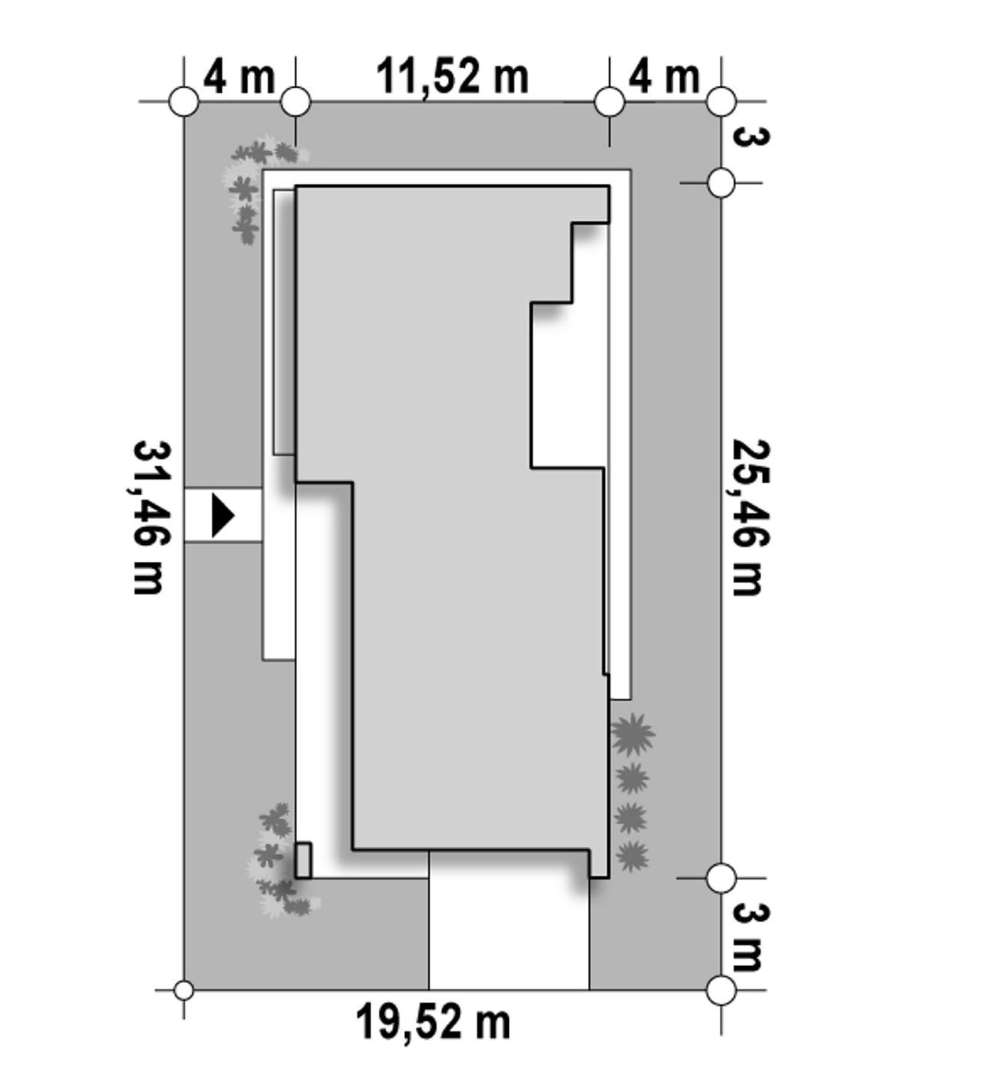 Plan amplasament Casă parter 142 mp utili, 3 dormitoare, 3 băi