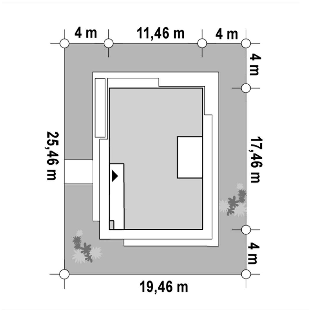 Plan amplasament Casă parter 128 mp utili, 2 dormitoare, 2 băi