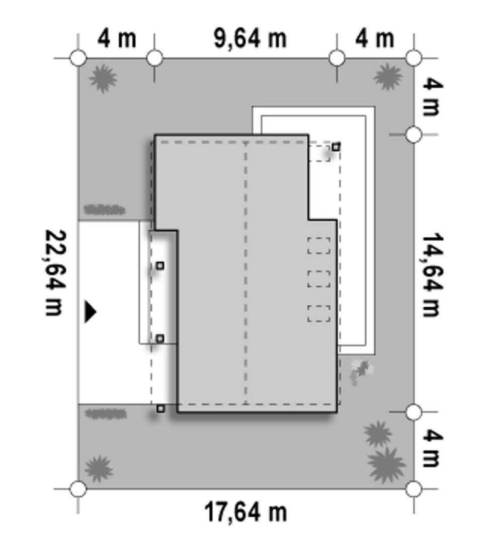Plan amplasament Casă cu mansardă 154 mp utili, un dormitor, 2 băi