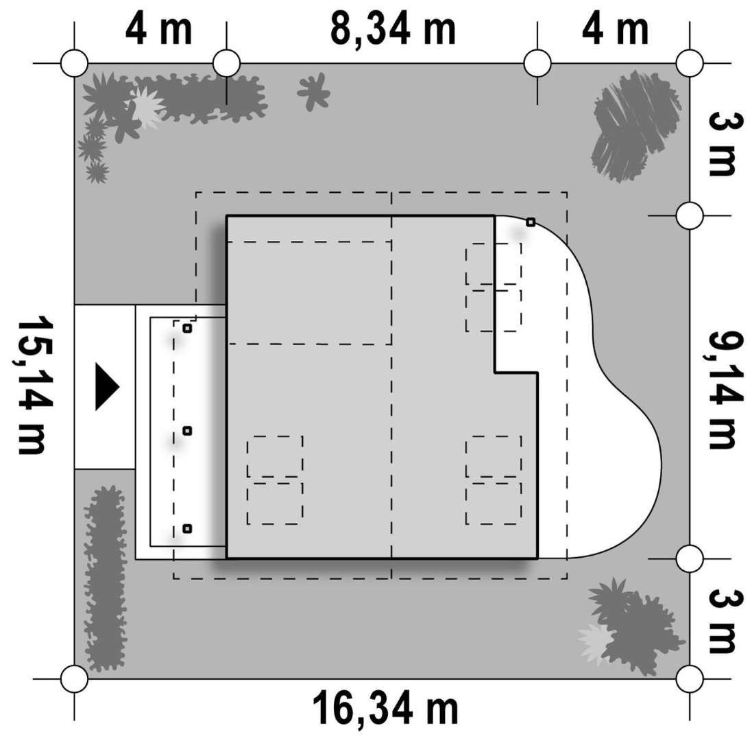 Plan amplasament Casă cu mansardă 95 mp utili, un dormitor, o baie