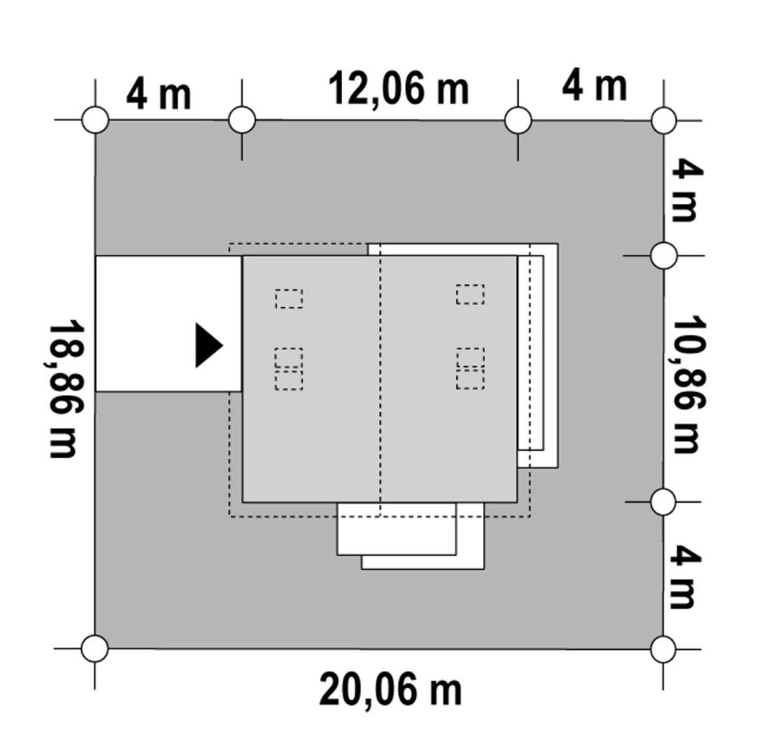 Plan amplasament Casă cu mansardă 122 mp utili, un dormitor, 2 băi