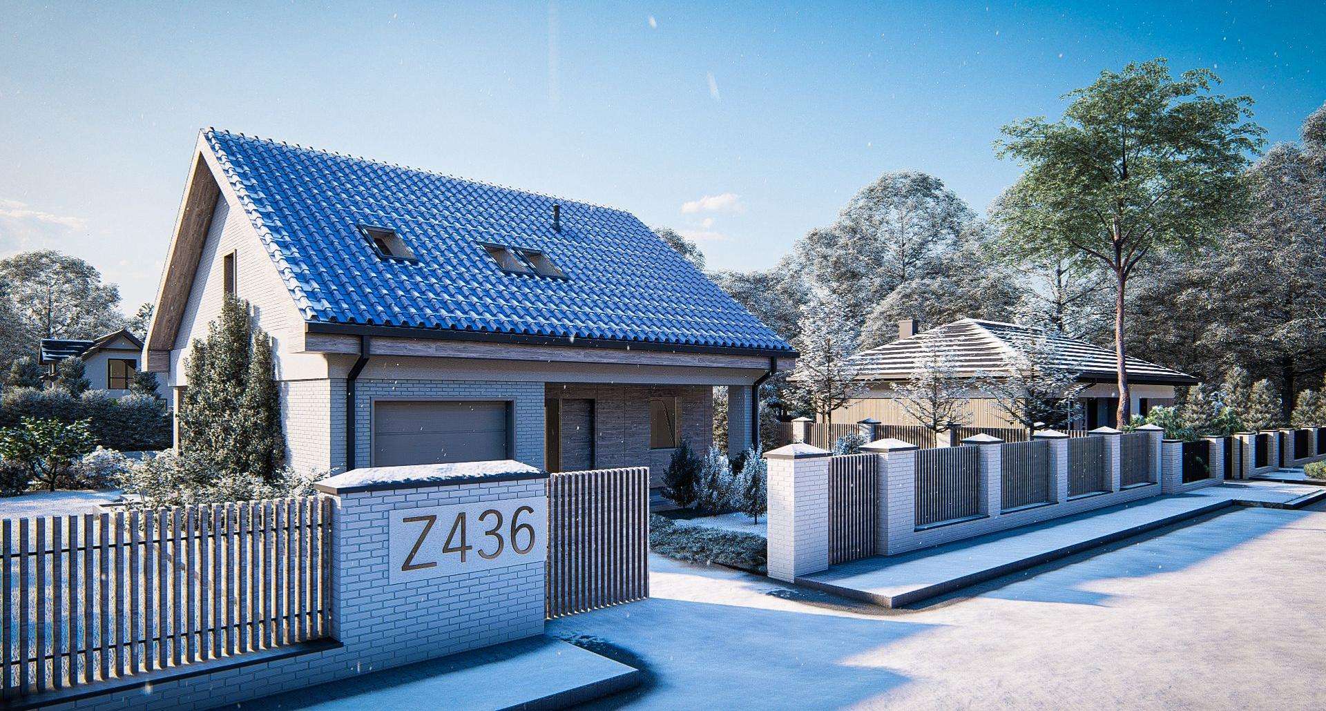 Fatada Casă cu mansardă 122 mp utili, un dormitor, 2 băi