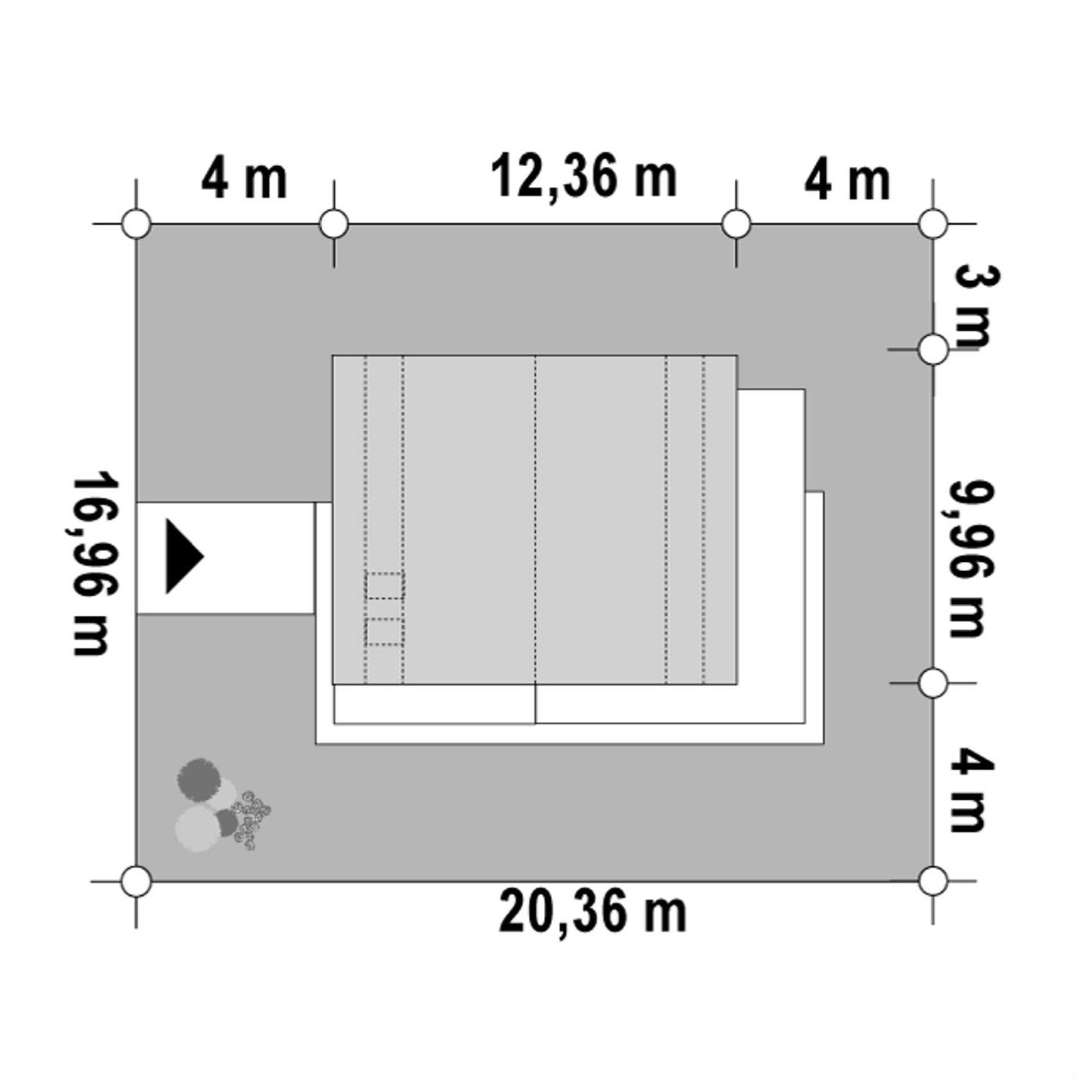 Plan amplasament Casă cu mansardă 136 mp utili, un dormitor, 3 băi
