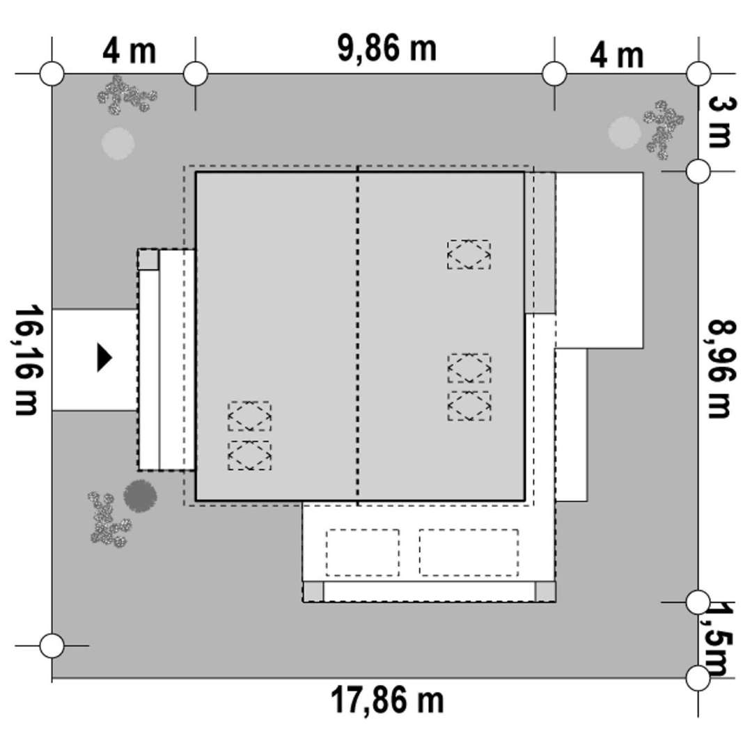 Plan amplasament Casă cu mansardă 95 mp utili, un dormitor, 2 băi