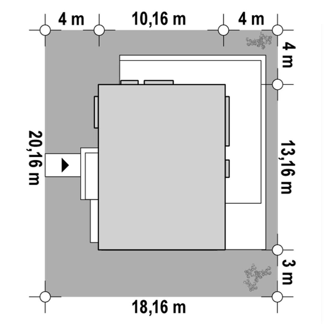 Plan amplasament Casă cu mansardă 143 mp utili, un dormitor, 3 băi