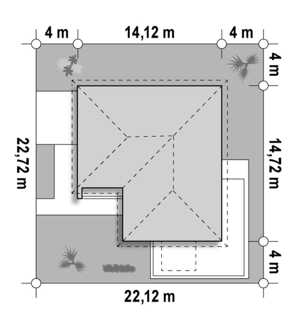Plan amplasament Casă parter 111 mp utili, 3 dormitoare, o baie