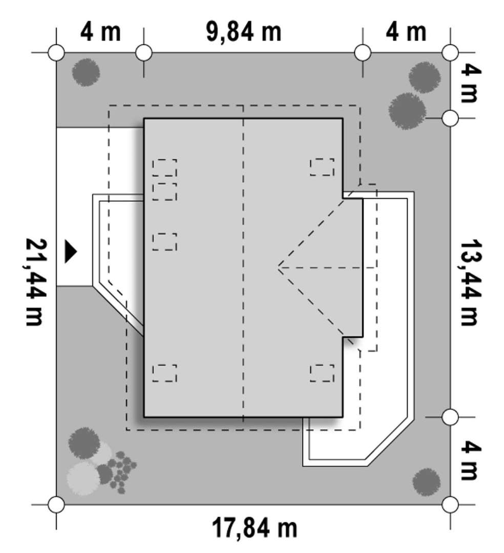 Plan amplasament Casă cu mansardă 157 mp utili, un dormitor, 2 băi