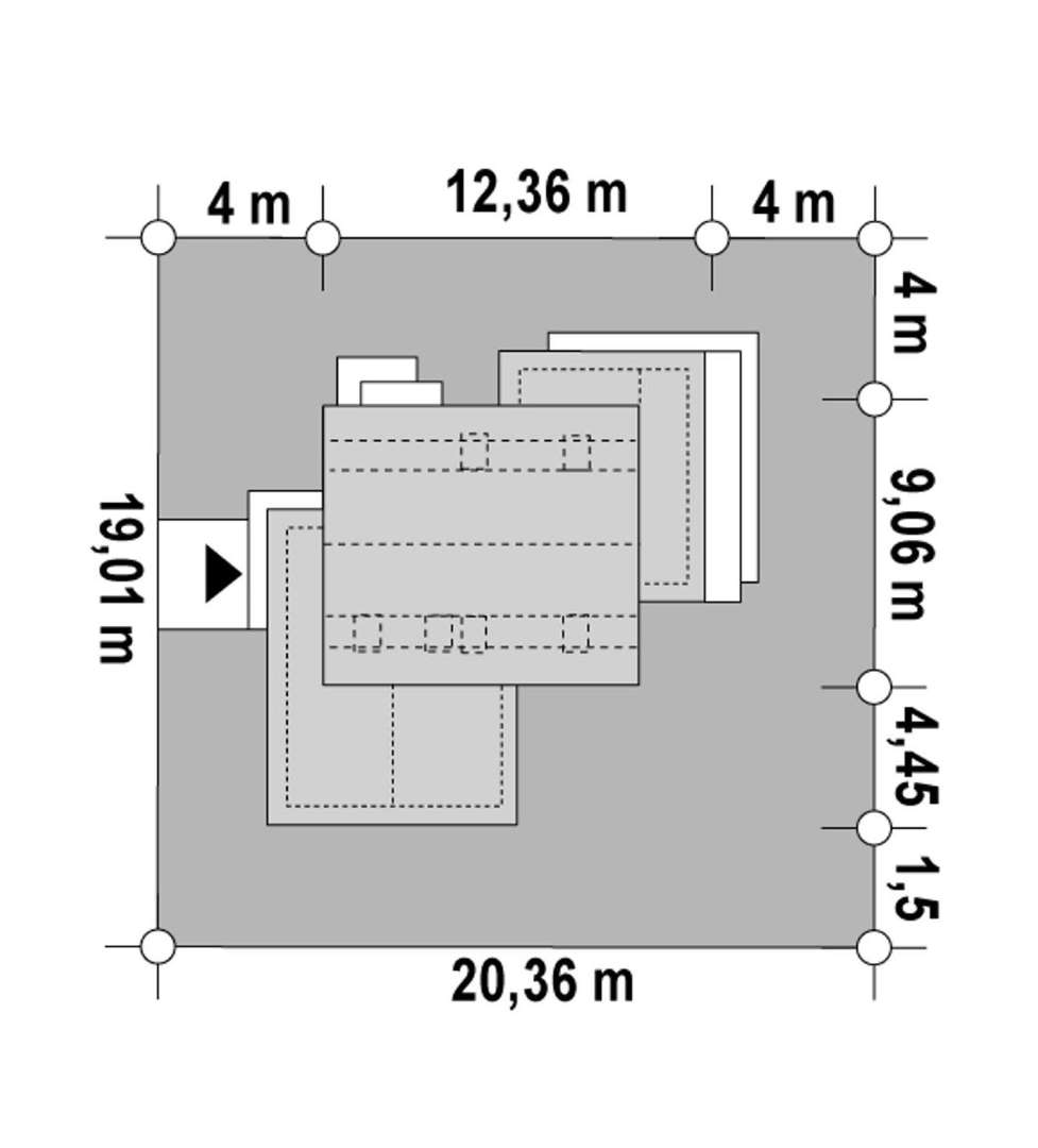 Plan amplasament Casă cu mansardă 120 mp utili, un dormitor, 3 băi