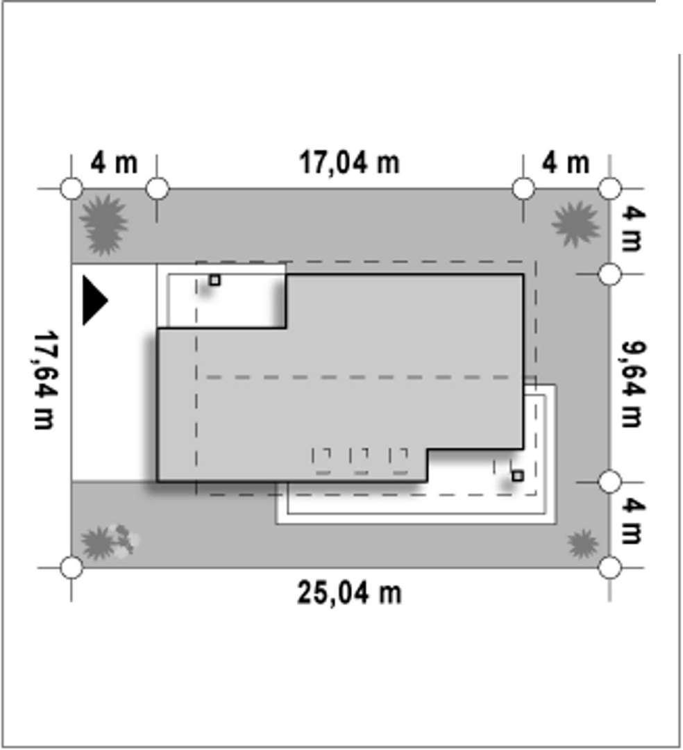 Plan amplasament Casă cu mansardă 161 mp utili, un dormitor, 2 băi