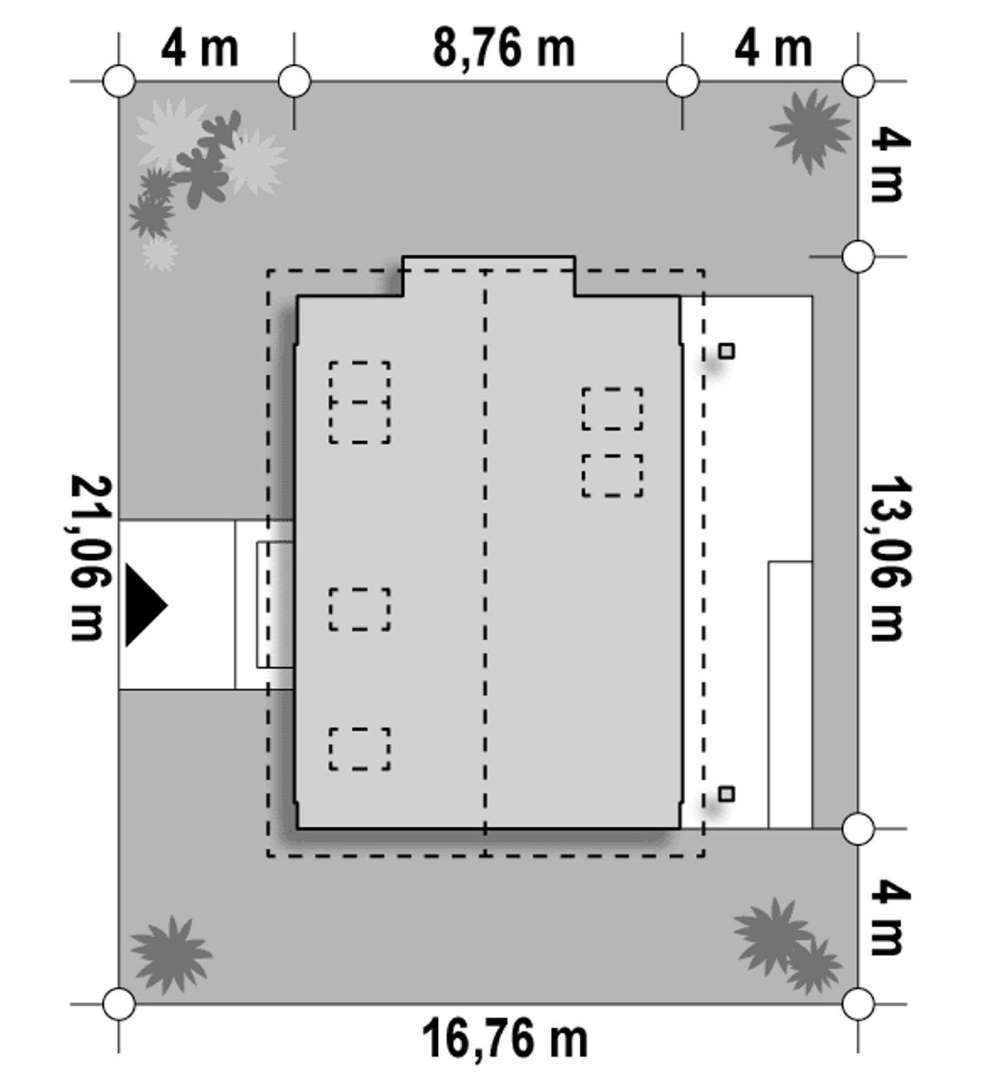 Plan amplasament Casă cu mansardă 118 mp utili, un dormitor, 3 băi