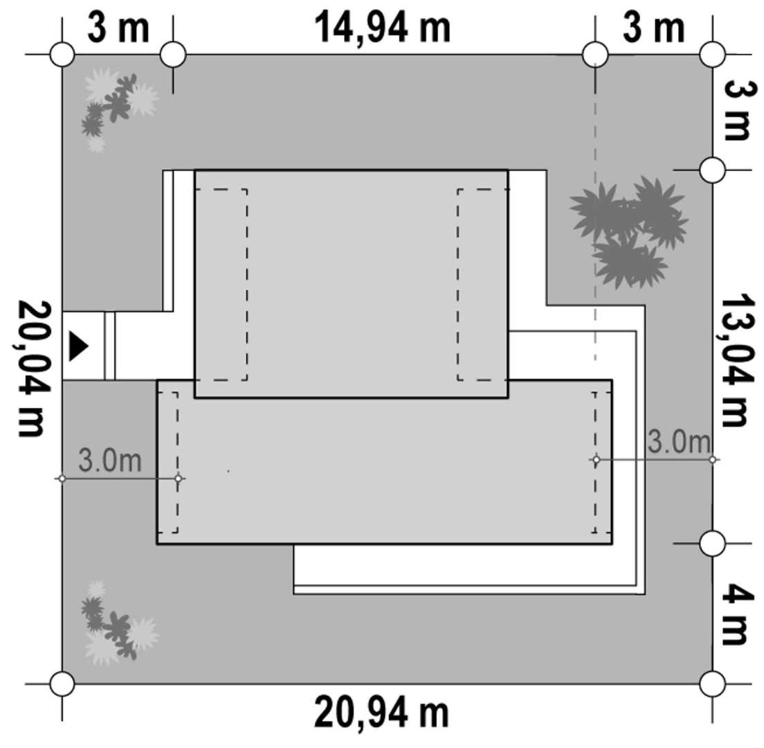 Plan amplasament Casă parter 111 mp utili, 2 dormitoare, 2 băi