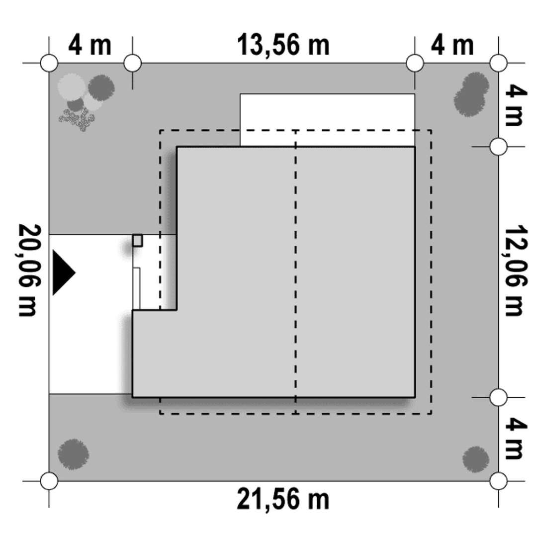 Plan amplasament Casă cu mansardă 168 mp utili, un dormitor, 2 băi