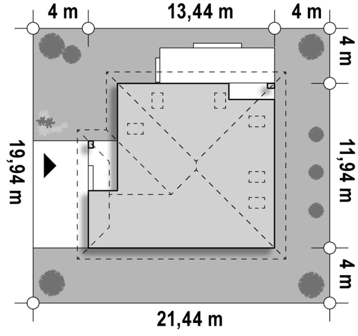 Plan amplasament Casă cu mansardă 157 mp utili, un dormitor, 3 băi