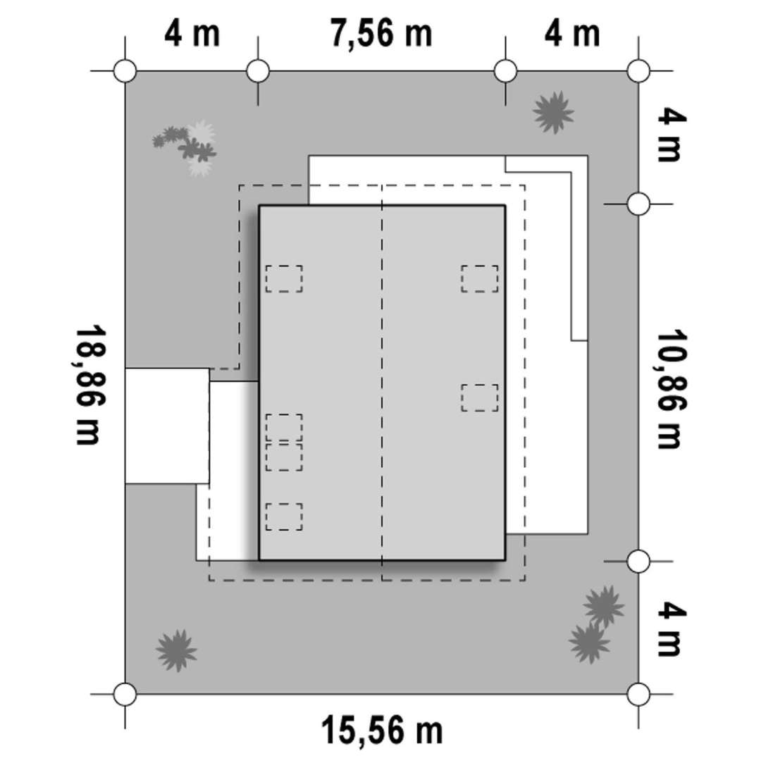 Plan amplasament Casă cu mansardă 98 mp utili, un dormitor, 2 băi
