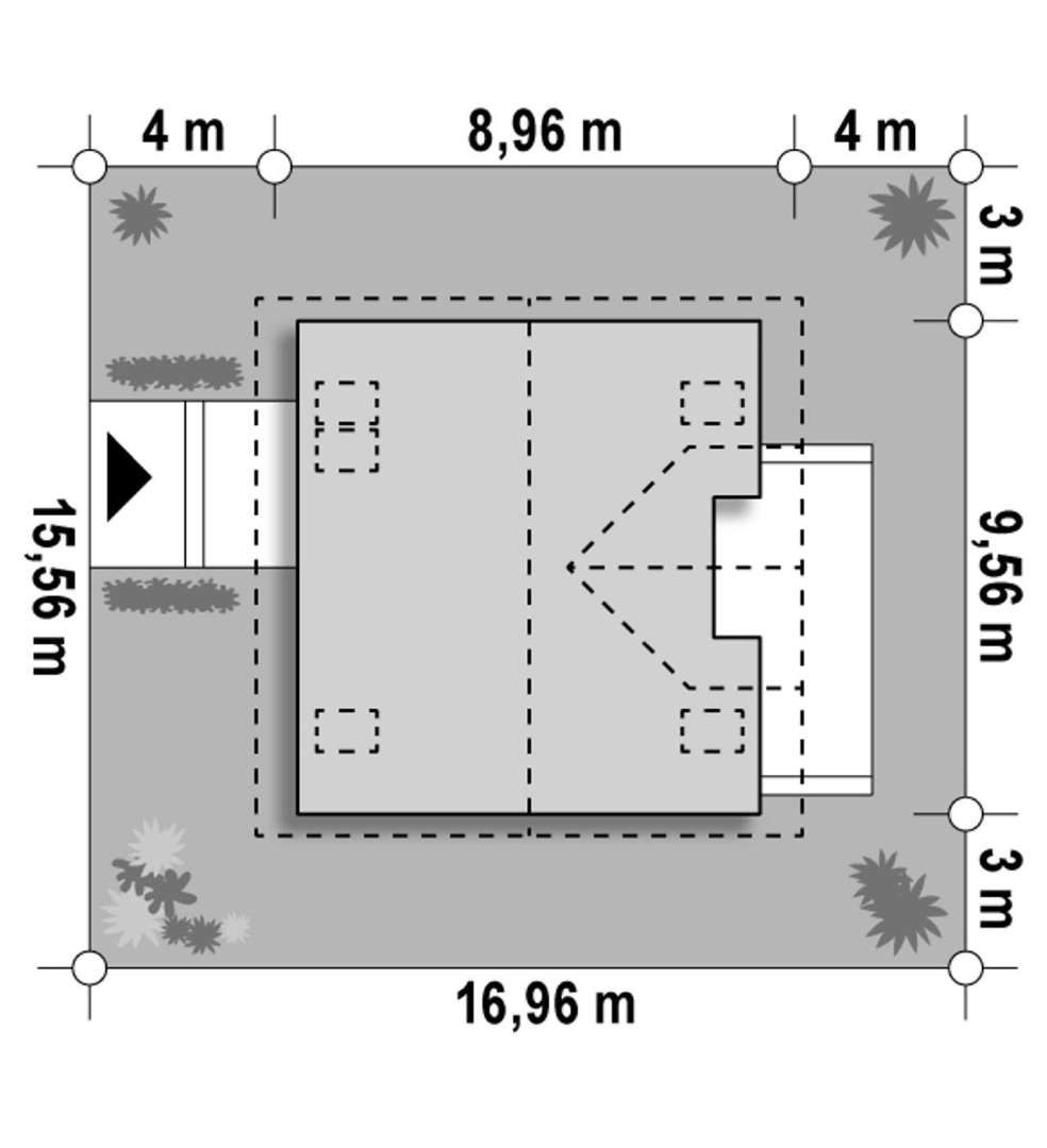 Plan amplasament Casă cu mansardă 119 mp utili, un dormitor, 2 băi