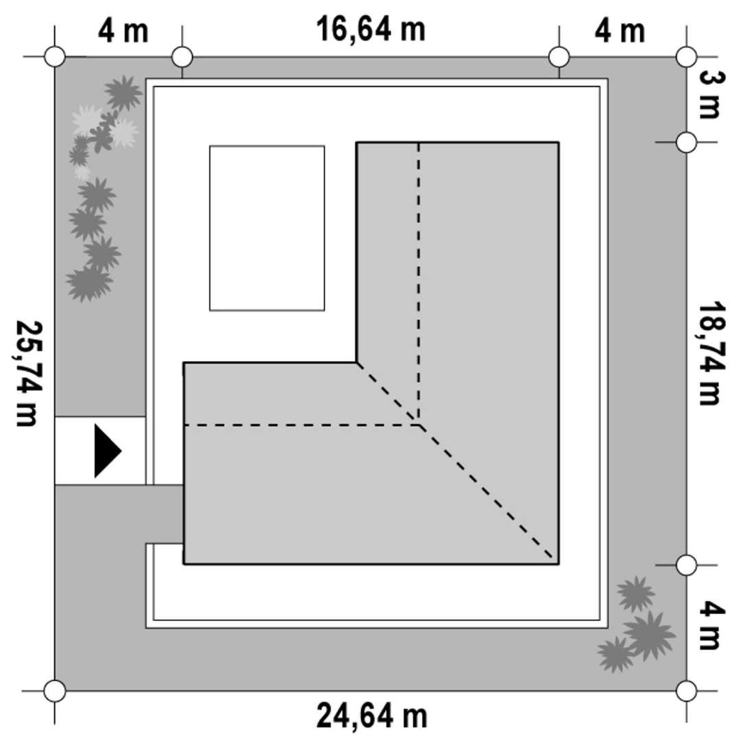 Plan amplasament Casă parter 155 mp utili, 3 dormitoare, 2 băi