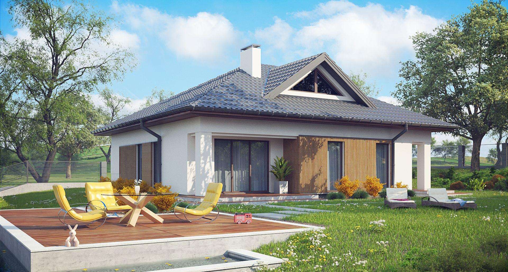 Fatada Casă parter 107 mp utili, 3 dormitoare, o baie