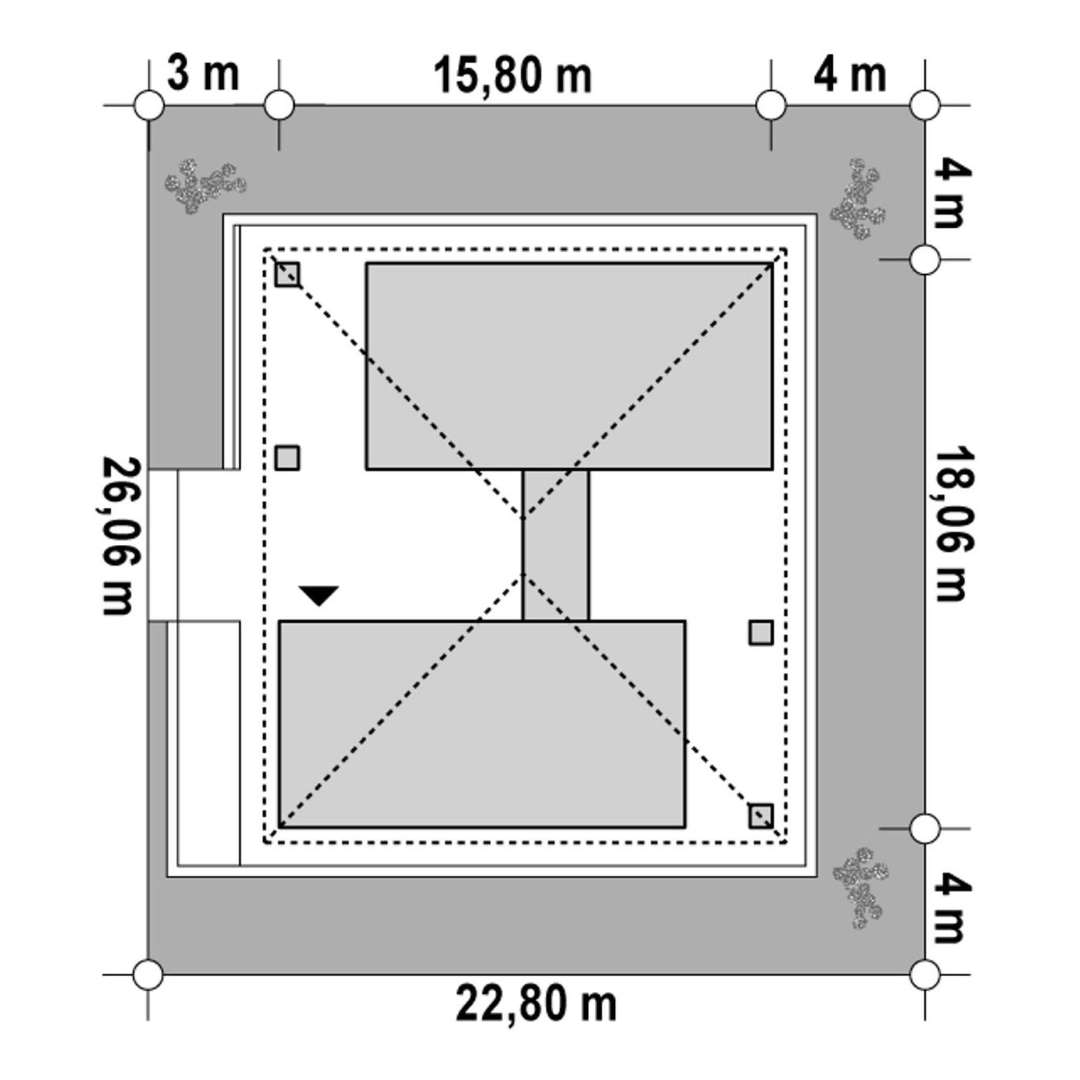 Plan amplasament Casă parter 137 mp utili, 3 dormitoare, 3 băi