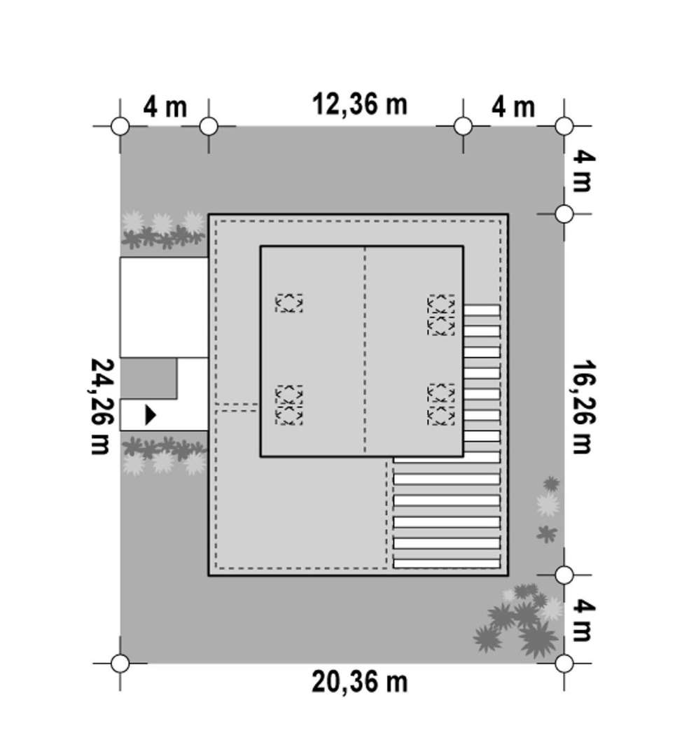 Plan amplasament Casă cu mansardă 133 mp utili, un dormitor, 3 băi