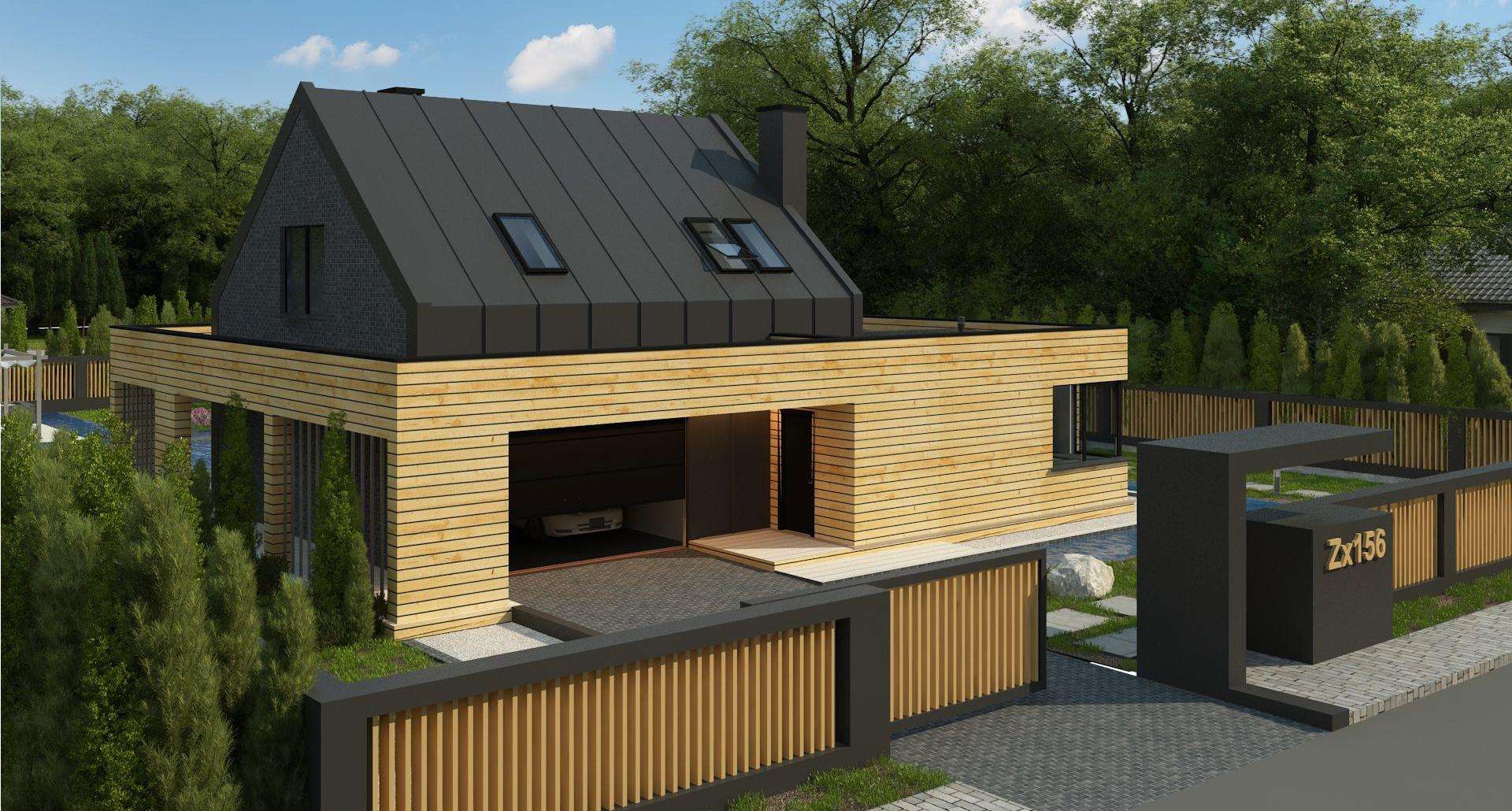 Fatada Casă cu mansardă 133 mp utili, un dormitor, 3 băi
