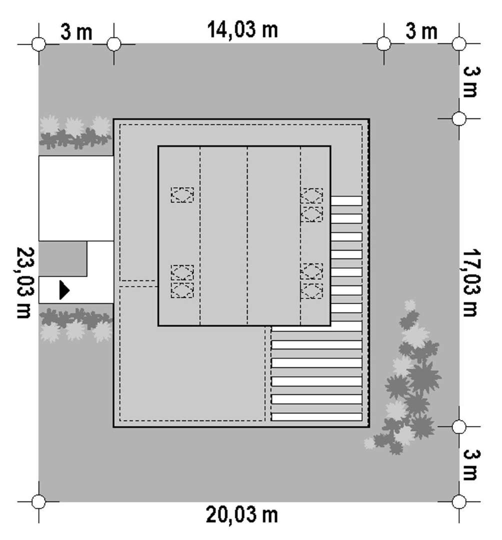 Plan amplasament Casă cu mansardă 138 mp utili, un dormitor, 3 băi